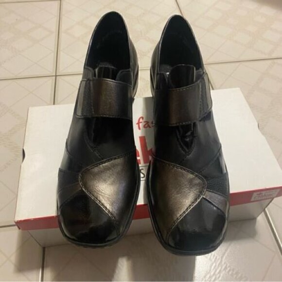 Minimalist Chic RIEKER Leather Loafers Black Orthopedic Comfort Shoes US 10 - Picture 2 of 12